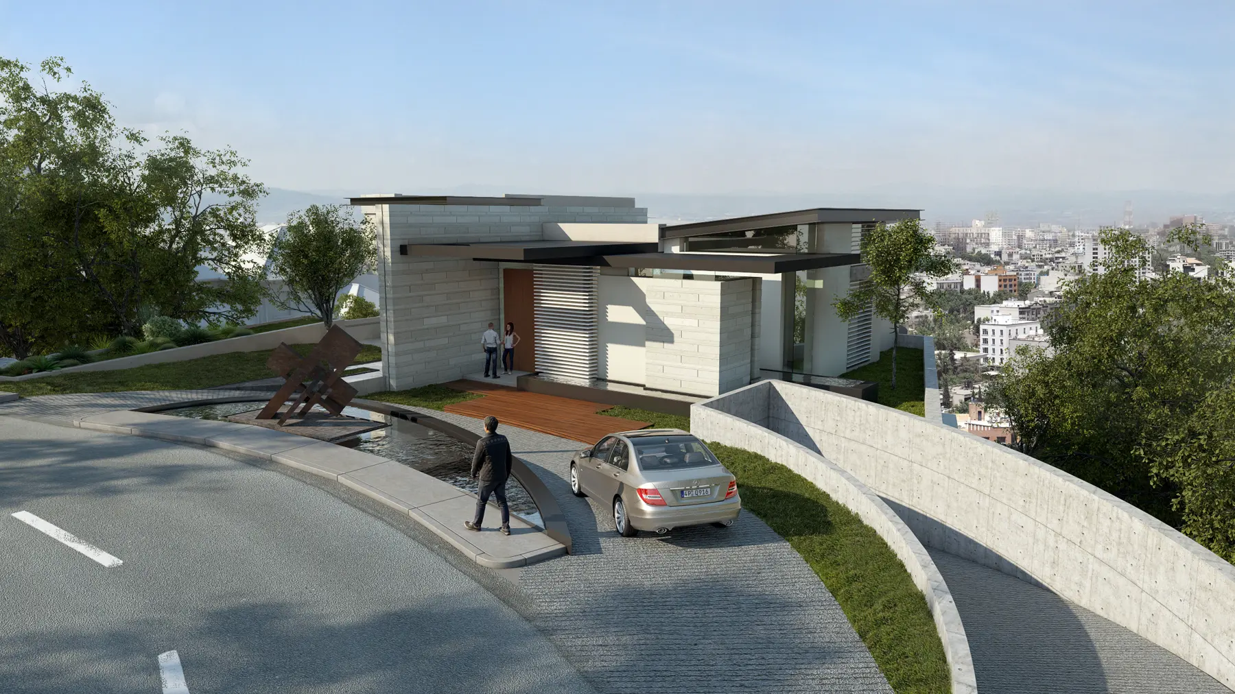 Render de un material con textura cálida
