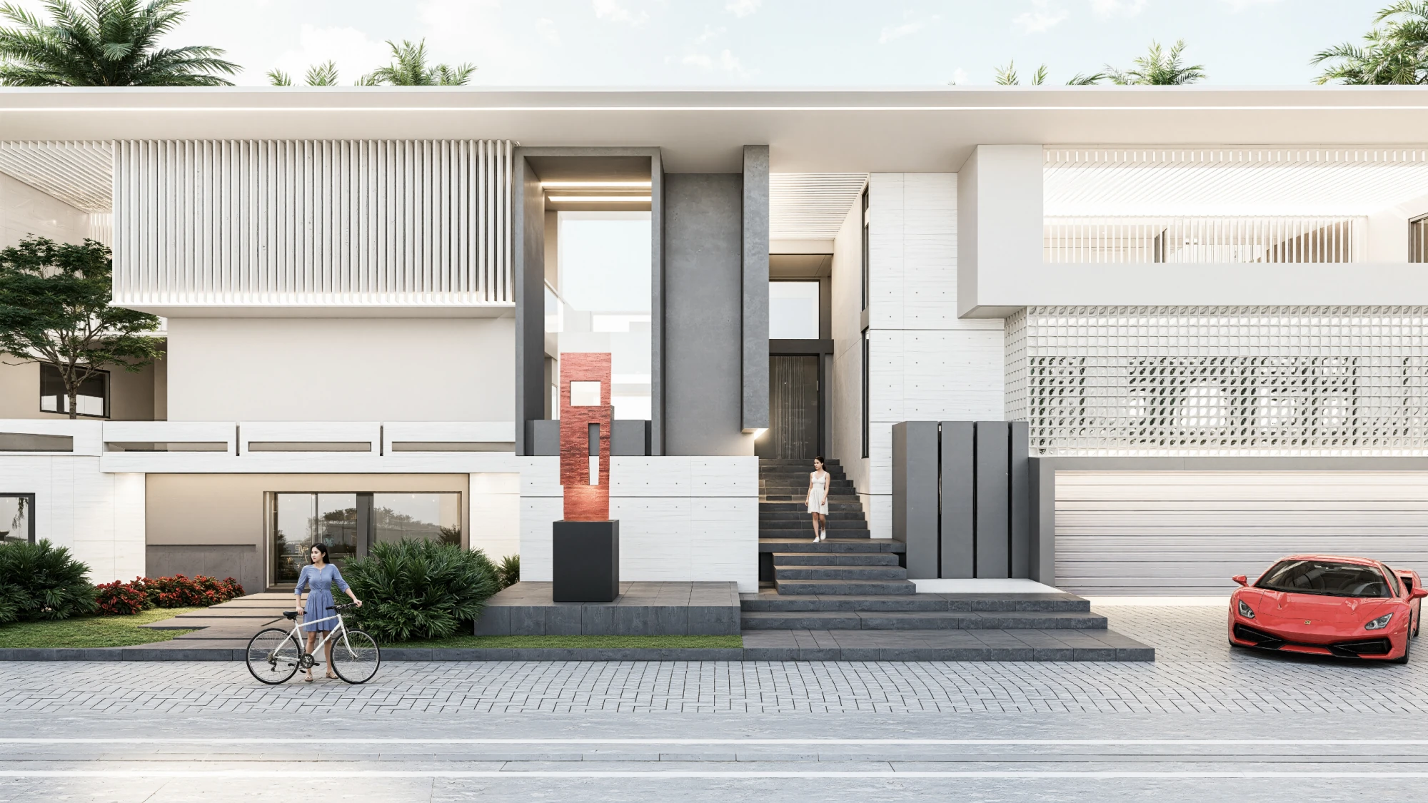 Render de la fachada del proyecto punta tiburón